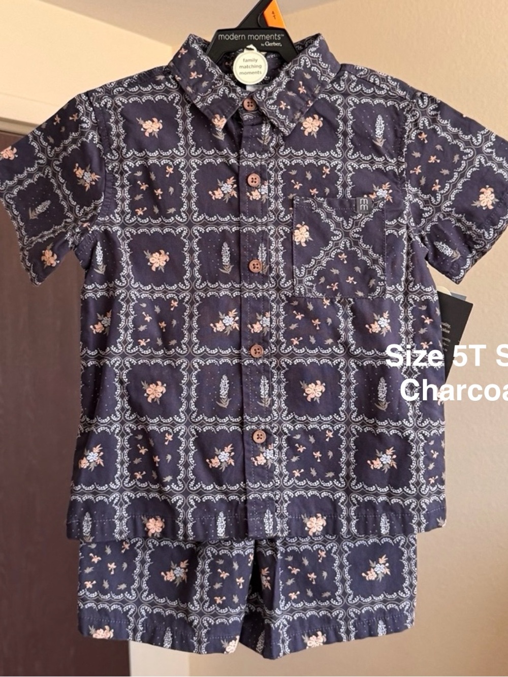 Modern Moments by Gerber Baby and Toddler Boy Button Front Shirt and Short Set